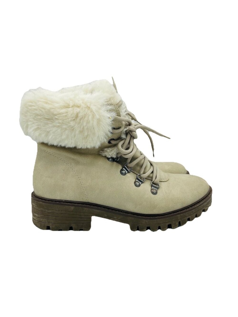 Unionbay Shoes Womens Size 7.5 M Beige Winter Boots Kingston Faux Fur Combat